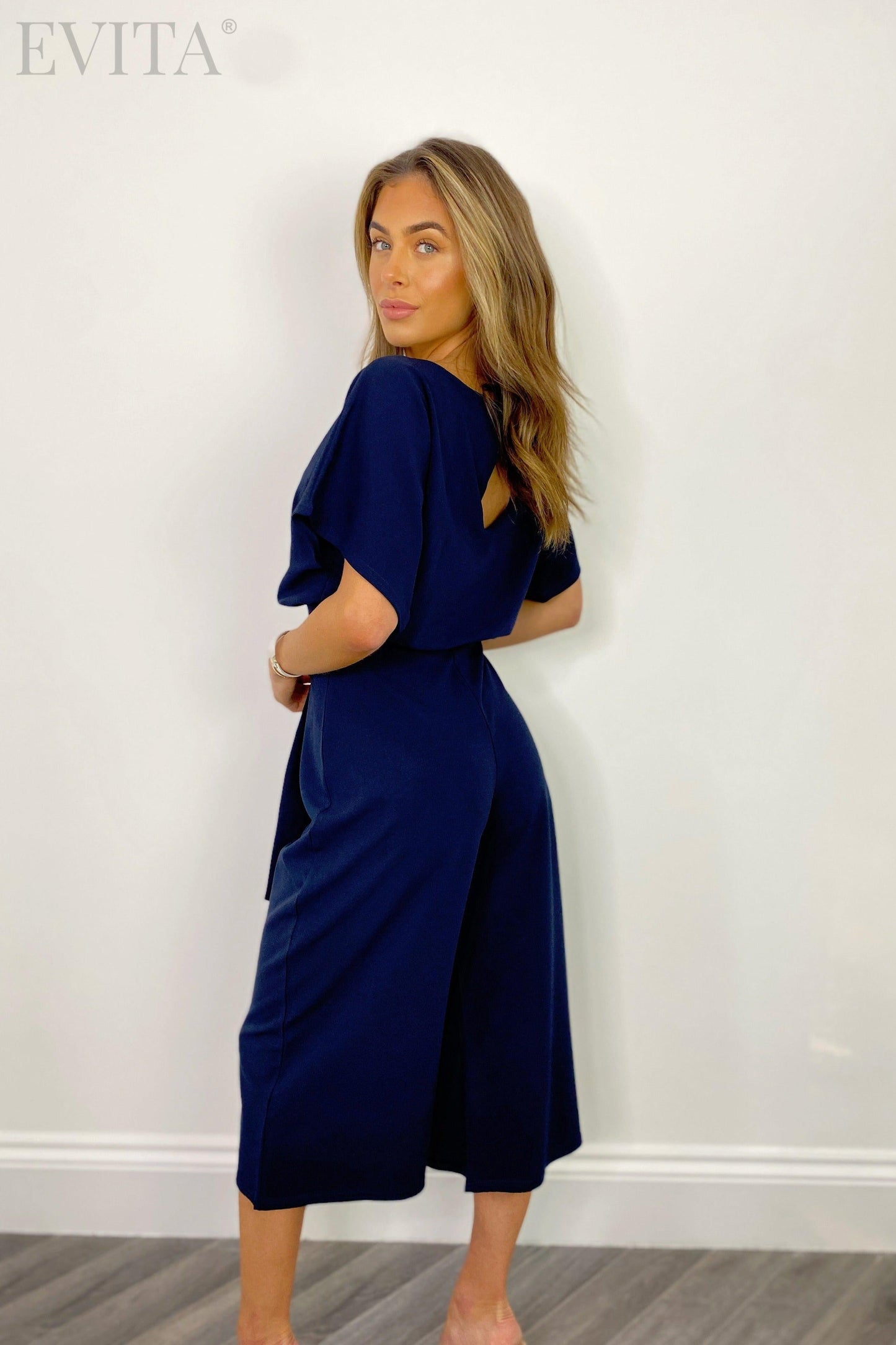 Batwing Belted Jersey Klott Jumpsuit
