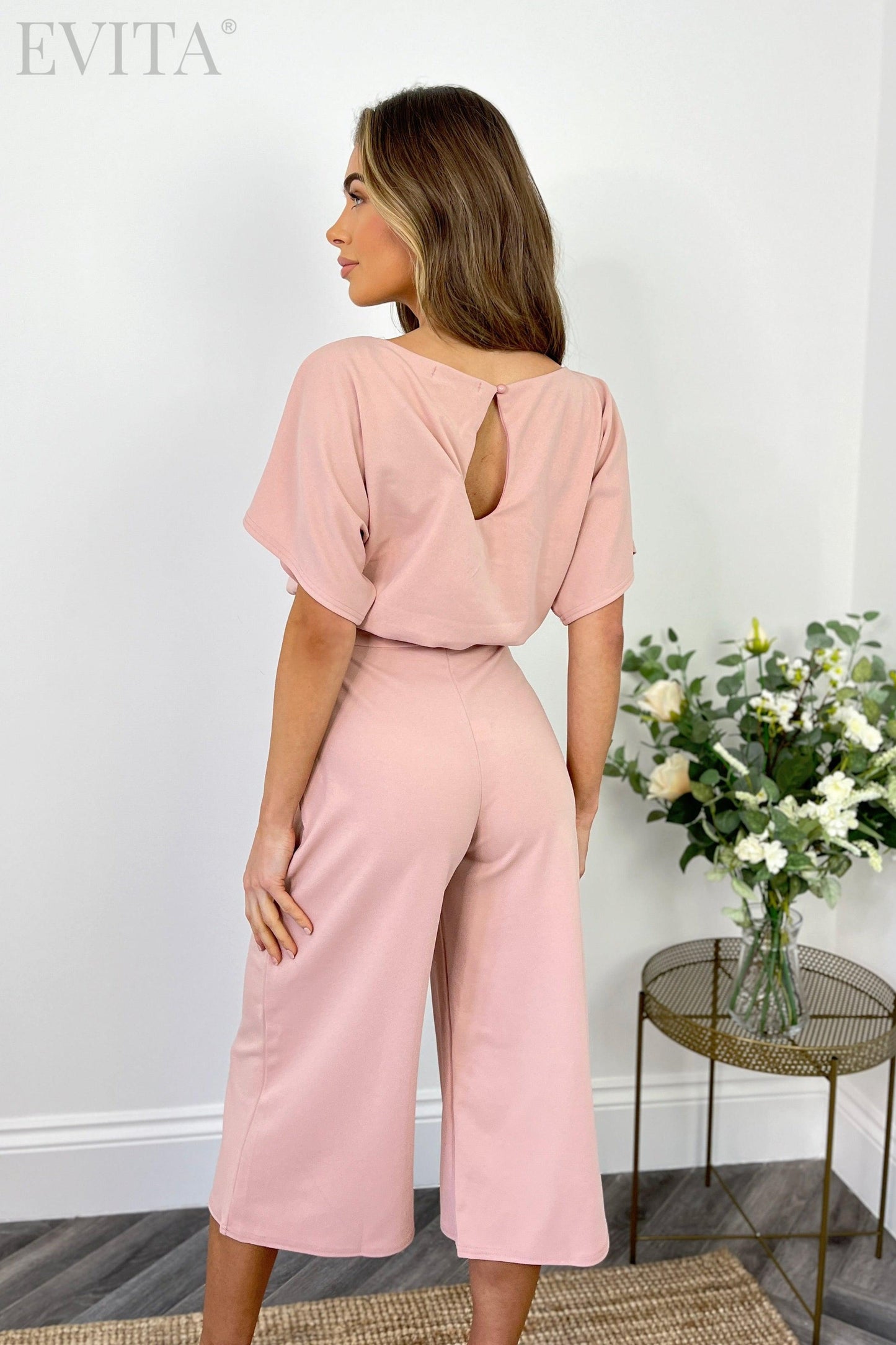 Batwing Belted Jersey Klott Jumpsuit