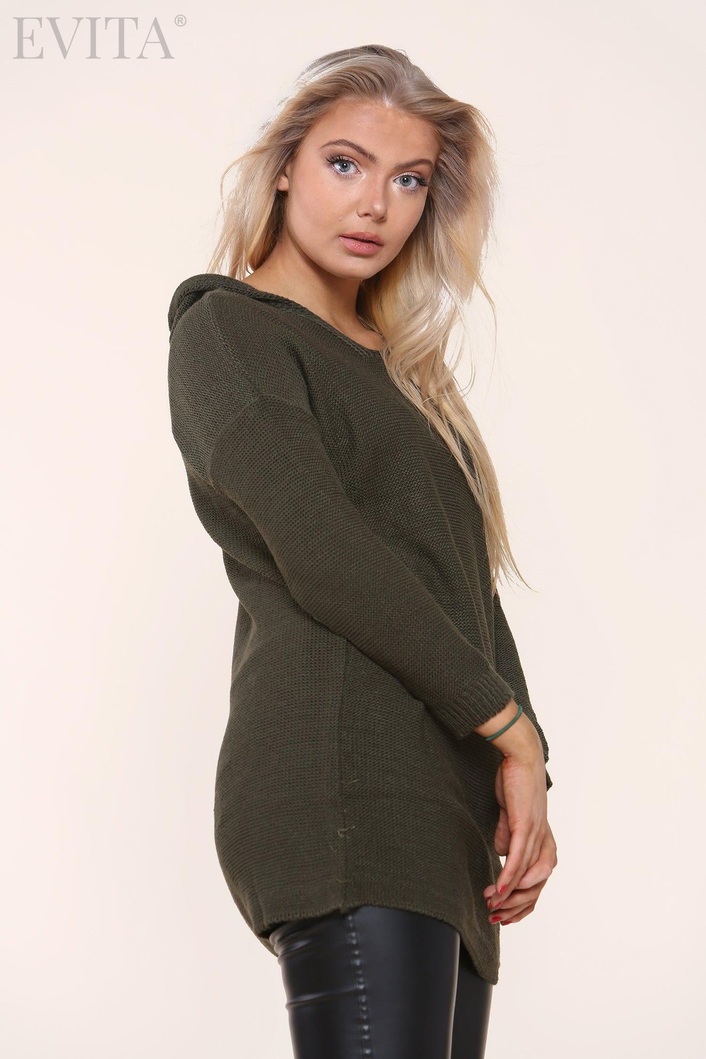 Lightweight Hooded Long Sleeve Knitted Jumper Top