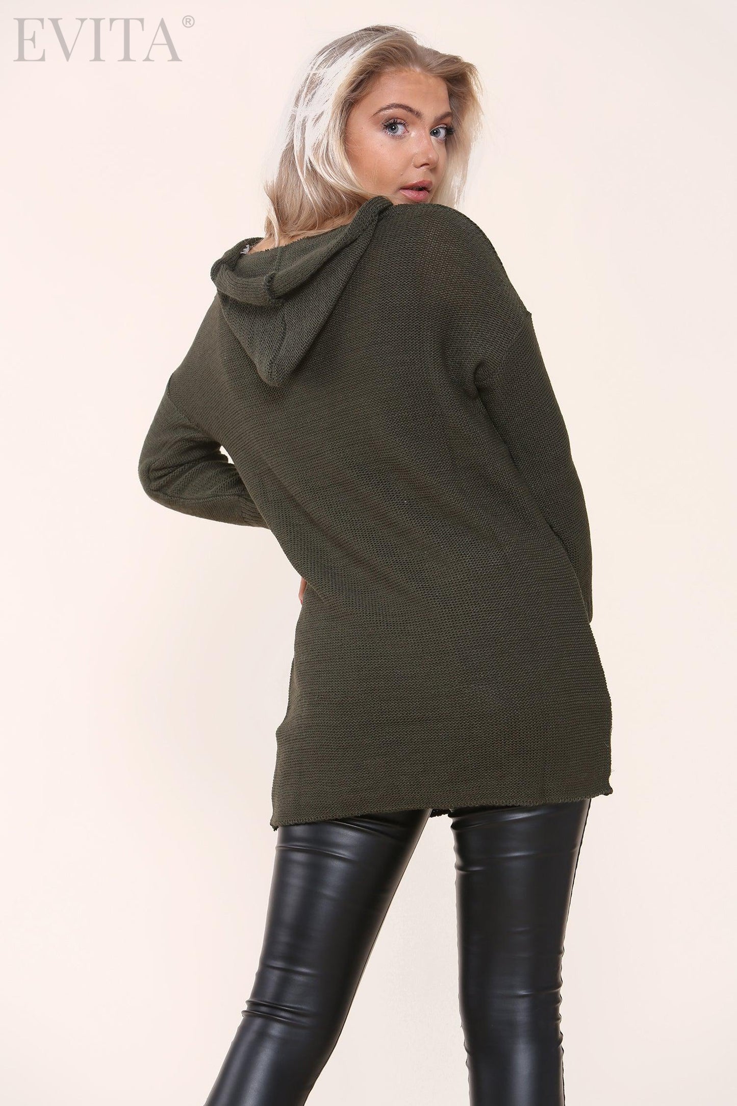 Lightweight Hooded Long Sleeve Knitted Jumper Top