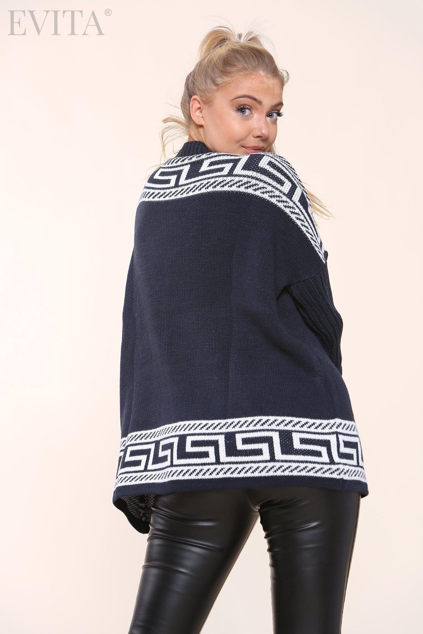 Greek E Design Long Sleeve Knitted Jumper Top