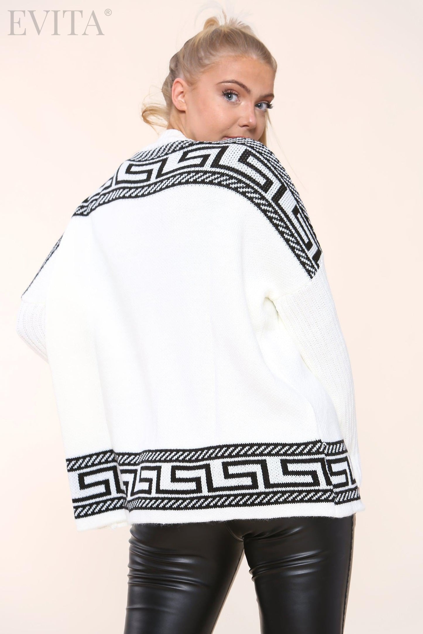 Greek E Design Long Sleeve Knitted Jumper Top