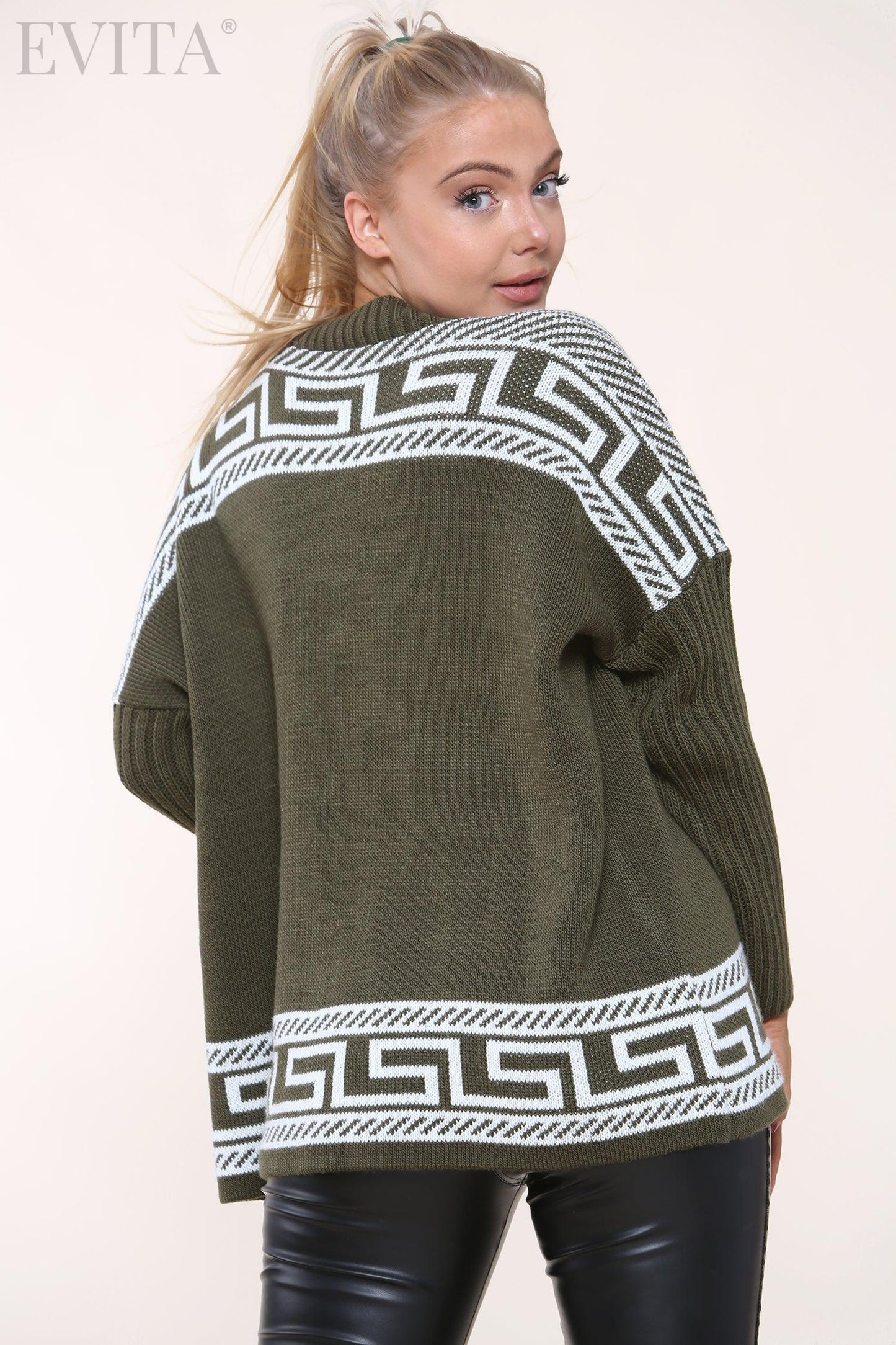 Greek E Design Long Sleeve Knitted Jumper Top
