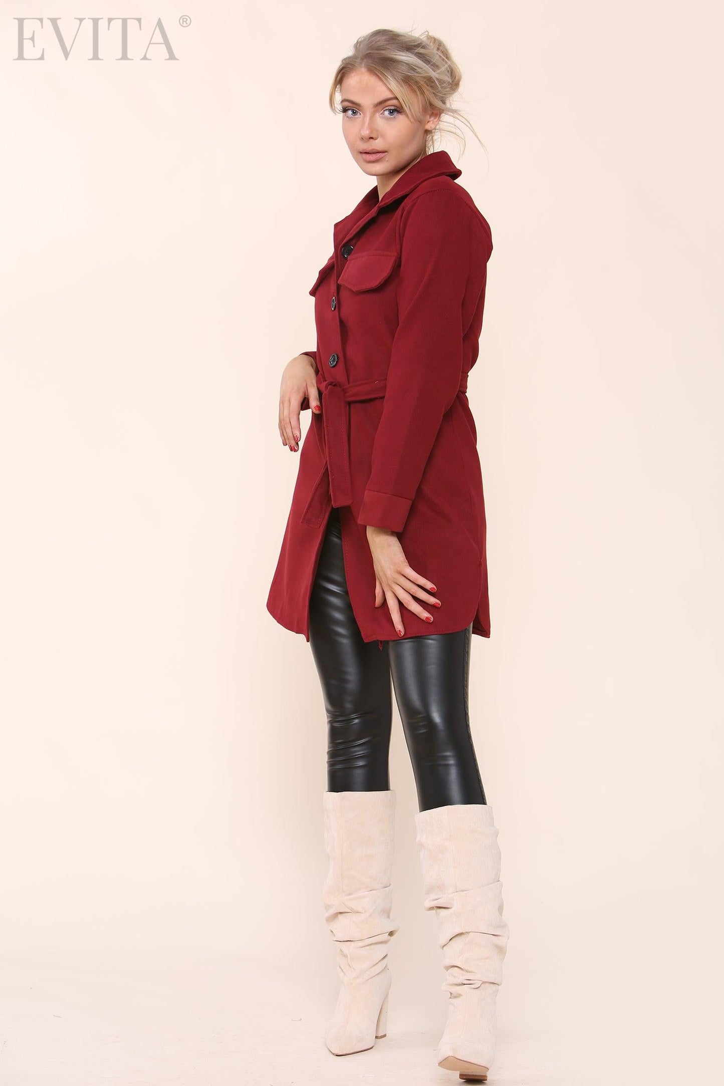 Sackett Light Wool Look Jacket With Belt