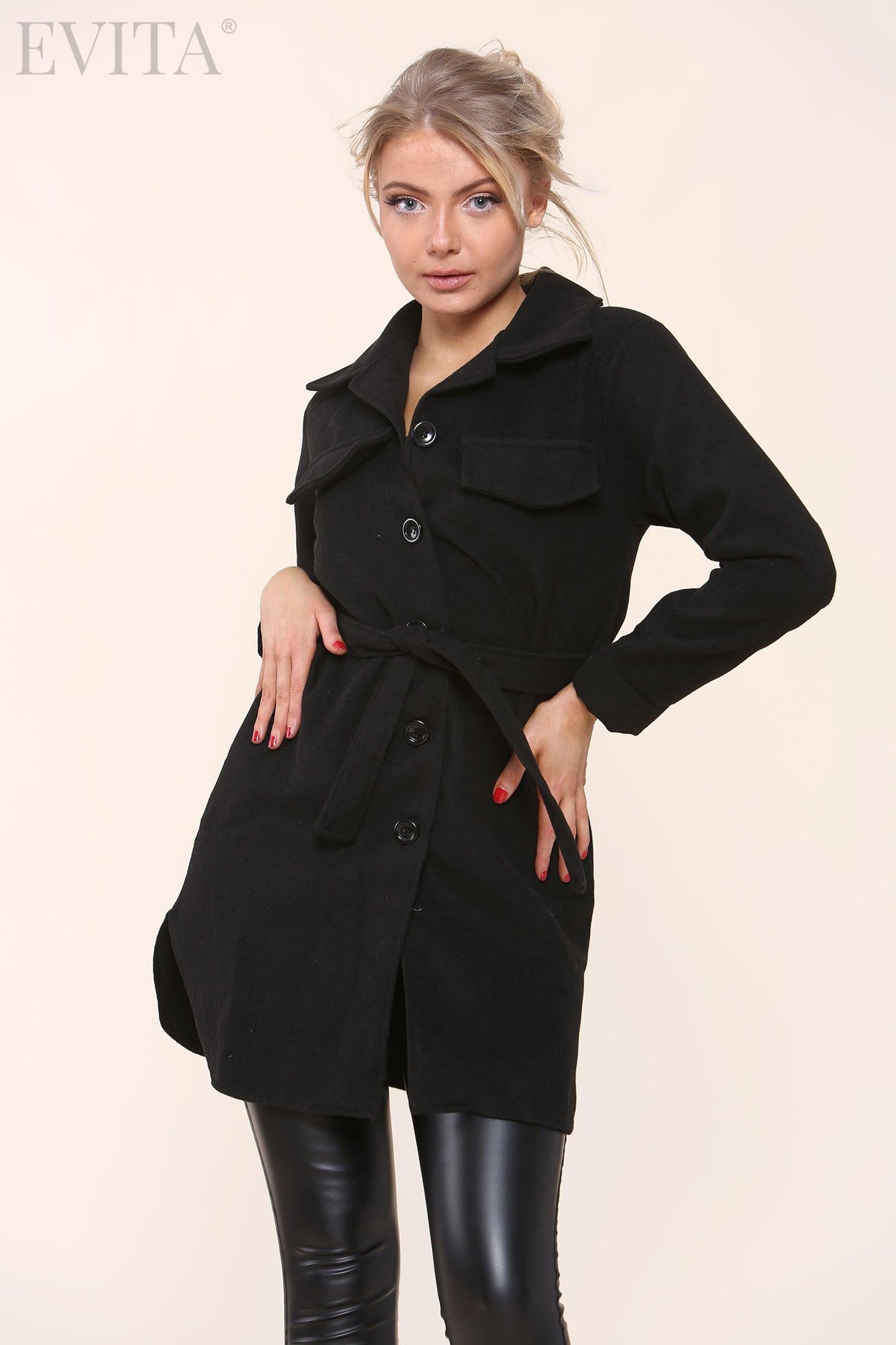 Sackett Light Wool Look Jacket With Belt