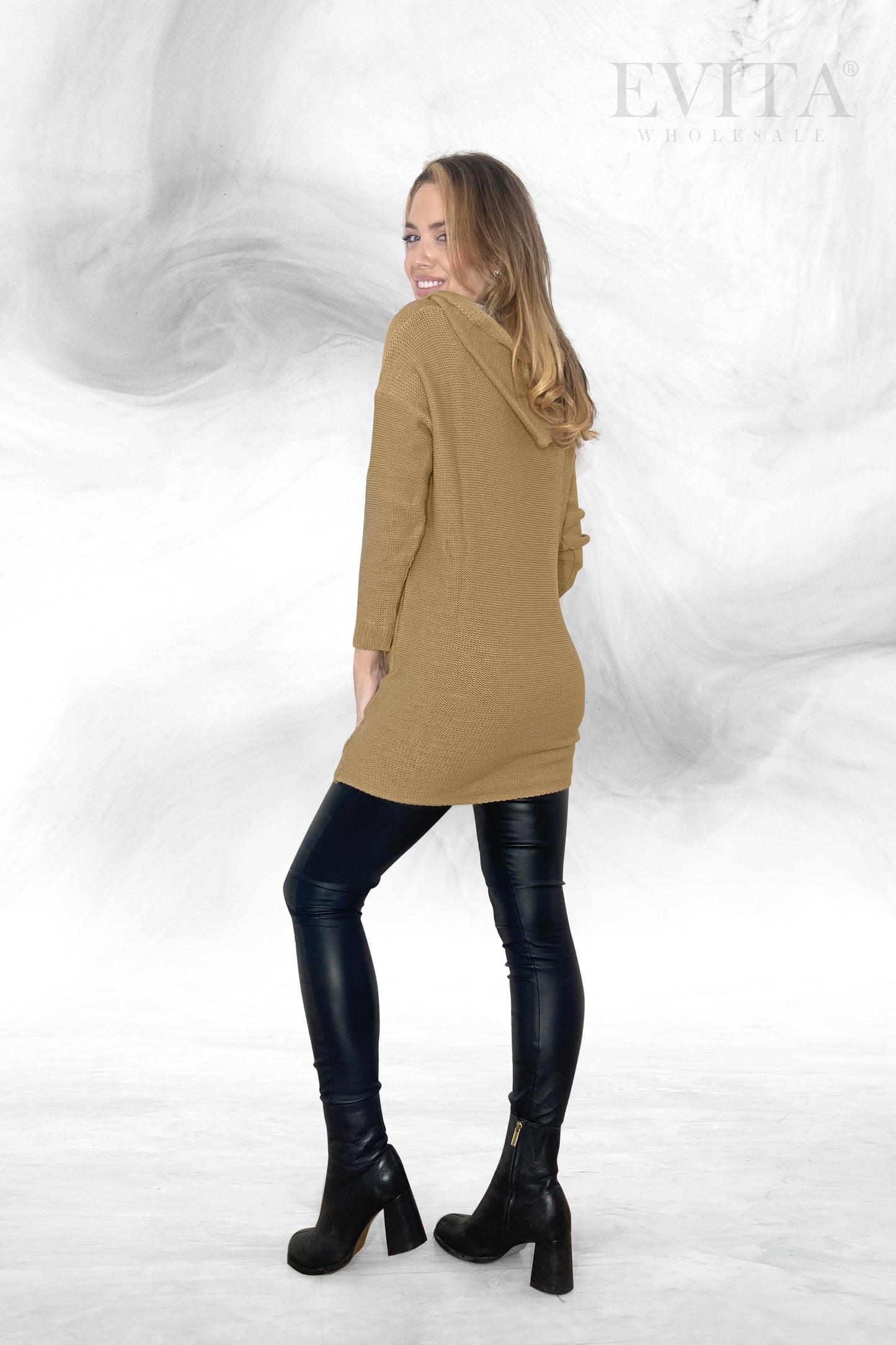 Lightweight Hooded Long Sleeve Knitted Jumper Top