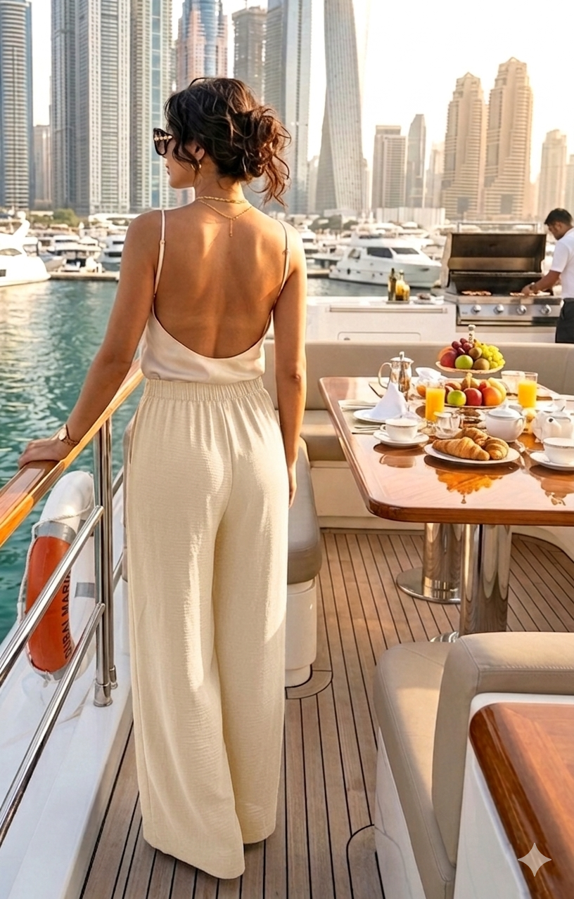 The Evita Wide Leg Elastic Waist Trousers