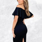 Off-Shoulder Frill Bardot Midi Dress