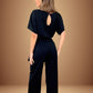Batwing Belted Jersey Jumpsuit with Tie Belt