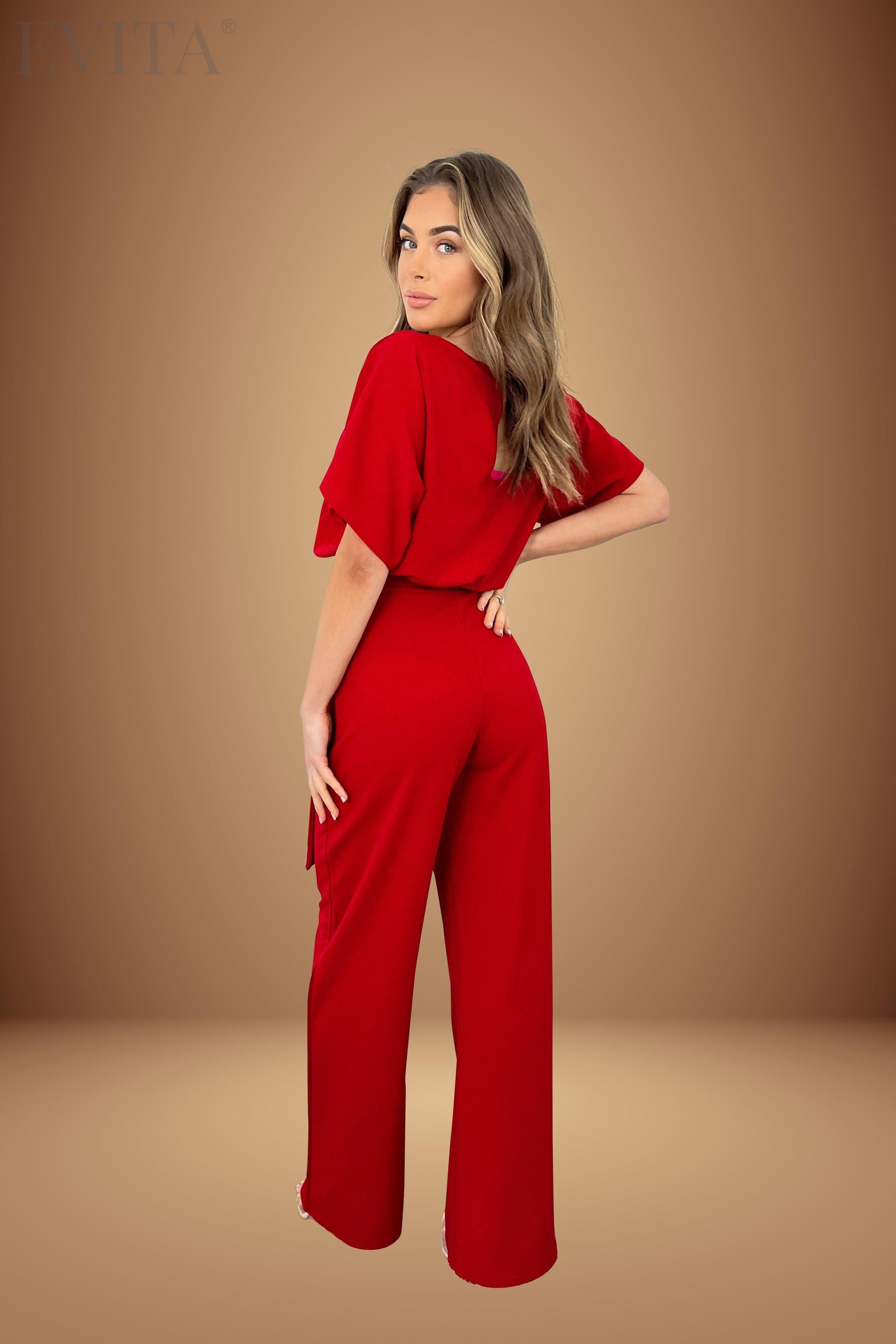 Trendyol Curve Plus Size Jumpsuit - Burgundy - Relaxed fit - Trendyol