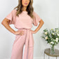 Batwing Belted Jersey Klott Jumpsuit