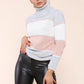 Honeycomb Knitted Polo Neck Long Sleeve Jumper Top