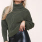 Cable Knit Long Sleeve Polo Neck Jumper Top