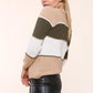 Honeycomb Knitted Polo Neck Long Sleeve Jumper Top