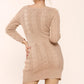 Crew Neck Cable Knit Bodycon Jumper Dress with Ribbed Waist