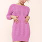 Crew Neck Cable Knit Bodycon Jumper Dress with Ribbed Waist