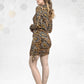 Paisley-Printed Rouged Jersey Mini Dress with Long Sleeves